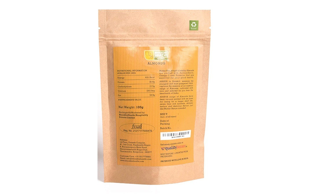 Bhookha Haathi Superior American Almonds    Pack  100 grams